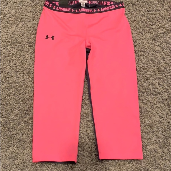 🆕 Girls Under Armour Two Toned Capri Leggings L - Picture 2 of 4